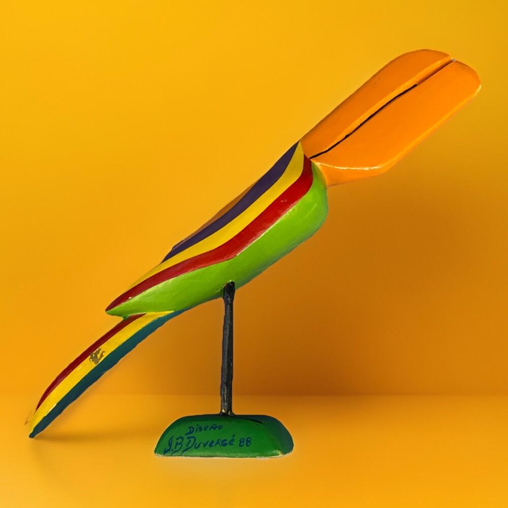 Vintage Wooden Toucan Sculpture Statue Tropical Bird Art Hand Made Hand Painted
